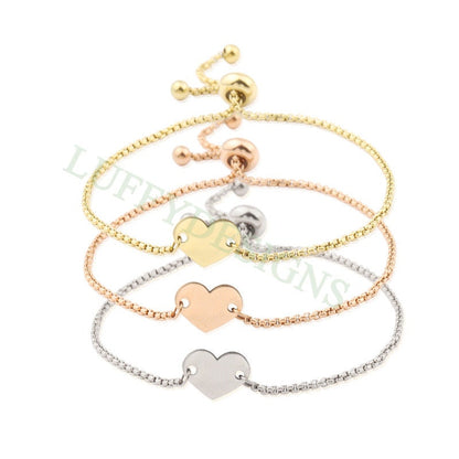 5pcs Heart Bracelet Blank, Heart Bracelet Supplies, Gold Stainless Steel Blanks