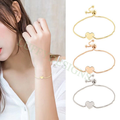 5pcs Heart Bracelet Blank, Heart Bracelet Supplies, Gold Stainless Steel Blanks