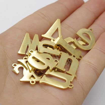 Lowercase Letter Charm 17mm, Alphabet Charm Pendant, Gold Letter Charm, 26 Letters Initial Charms, Gold Plated Stainless Steel,High Polished