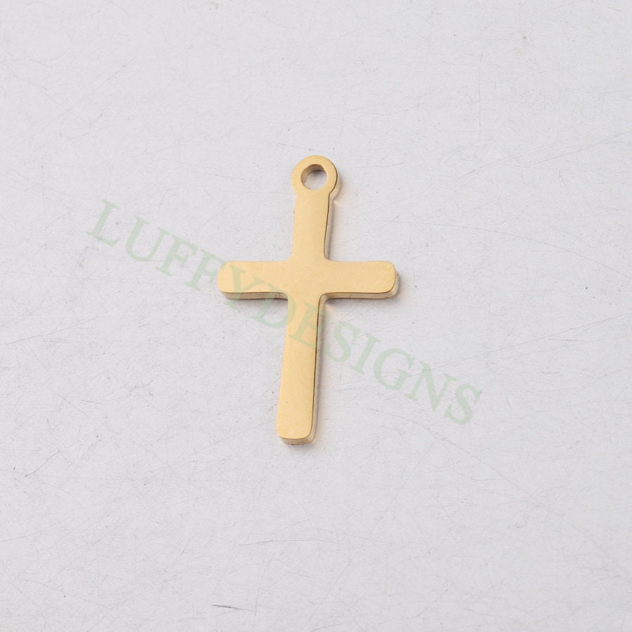 10pcs Cross Charm, Gold Cross Pendant, Christian Pendant, Communion Charm, Jesus Charm, Christian Charm,Catholic Charm,Mirror Polished Cross