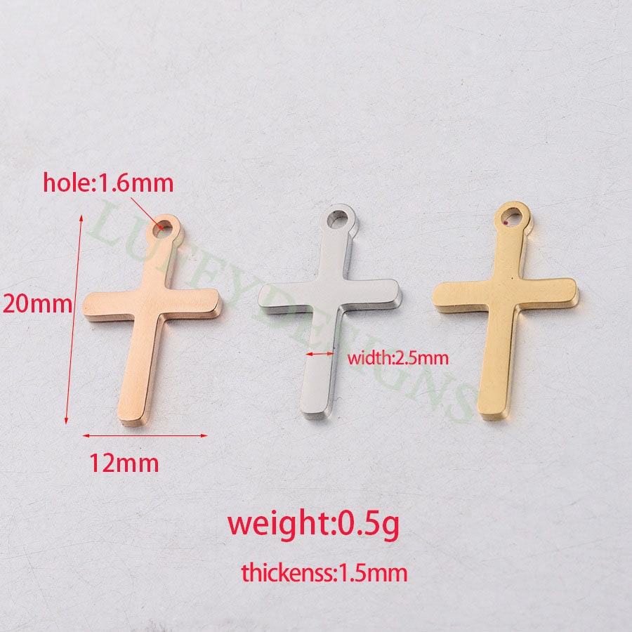 10pcs Cross Charm, Gold Cross Pendant, Christian Pendant, Communion Charm, Jesus Charm, Christian Charm,Catholic Charm,Mirror Polished Cross