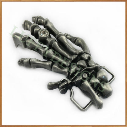 Hand Skeleton Belt Buckle with Zircon, Vintage Skeleton Buckles, Gothic Skeleton Skull Buckles, Devil Hand Belt Buckle, Halloween Buckles