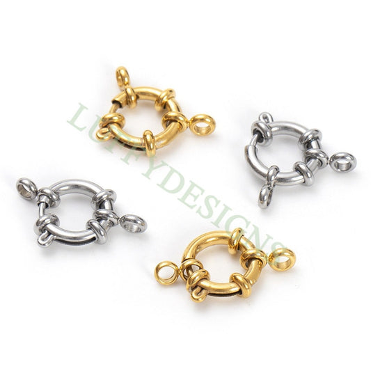 10Pcs Gold Spring Clasp, 18K Gold plated 304 stainless steel, Round Gold Spring Clasp, Gold Clasp, Whloesale Jewelry Making Supplies,10-18mm