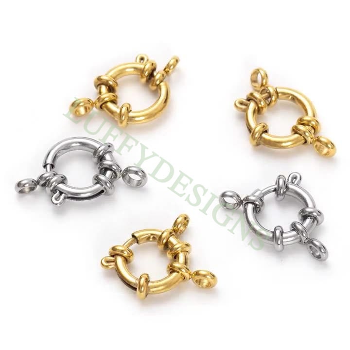 10Pcs Gold Spring Clasp, 18K Gold plated 304 stainless steel, Round Gold Spring Clasp, Gold Clasp, Whloesale Jewelry Making Supplies,10-18mm