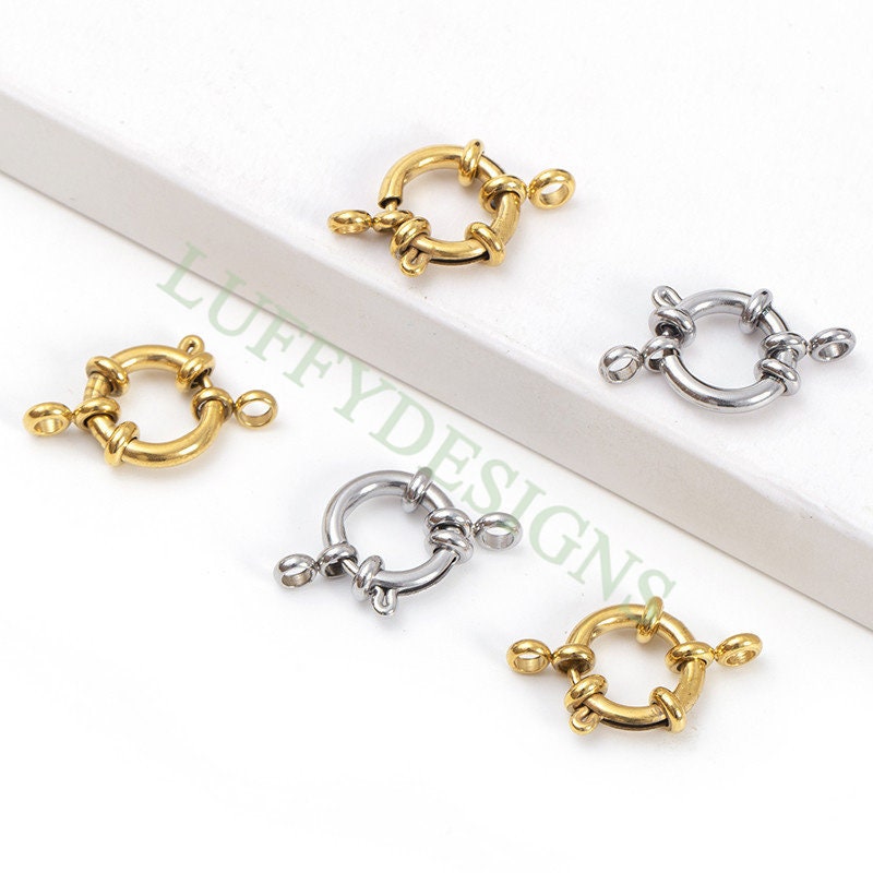 10Pcs Gold Spring Clasp, 18K Gold plated 304 stainless steel, Round Gold Spring Clasp, Gold Clasp, Whloesale Jewelry Making Supplies,10-18mm