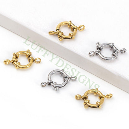 10Pcs Gold Spring Clasp, 18K Gold plated 304 stainless steel, Round Gold Spring Clasp, Gold Clasp, Whloesale Jewelry Making Supplies,10-18mm