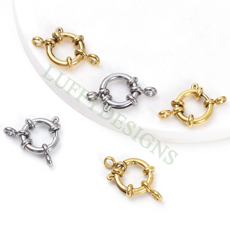 10Pcs Gold Spring Clasp, 18K Gold plated 304 stainless steel, Round Gold Spring Clasp, Gold Clasp, Whloesale Jewelry Making Supplies,10-18mm