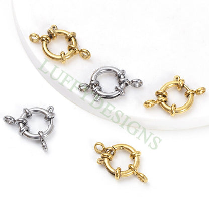 10Pcs Gold Spring Clasp, 18K Gold plated 304 stainless steel, Round Gold Spring Clasp, Gold Clasp, Whloesale Jewelry Making Supplies,10-18mm