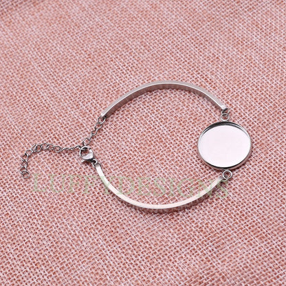 5pcs Steel Bracelet, Blank Bracelet Cuff, Bezel Bracelet Bangle, 18mm /20mm /25mm Round Setting, Bracelet Base Setting, Bangle Bezel Tray