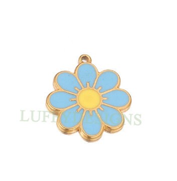 10pcs Daisy Charms, Gold Flower Pendant, Gold plated 304 Stainless Steel, Gold Daisy Flower Charms, Enamel Daisy Charms For Jewelry Making