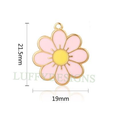 10pcs Daisy Charms, Gold Flower Pendant, Gold plated 304 Stainless Steel, Gold Daisy Flower Charms, Enamel Daisy Charms For Jewelry Making