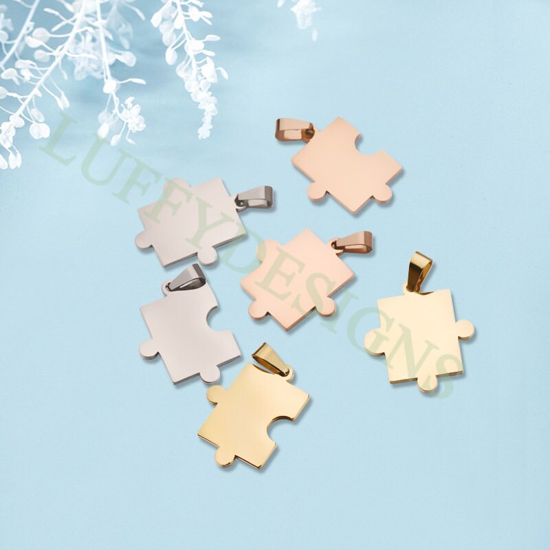 10pcs Autism Awareness Charms, Puzzle Piece Charms, 18K Gold plated Stainless Steel, Autism Research Findings, Autism Puzzle Pendant