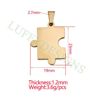 10pcs Autism Awareness Charms, Puzzle Piece Charms, 18K Gold plated Stainless Steel, Autism Research Findings, Autism Puzzle Pendant