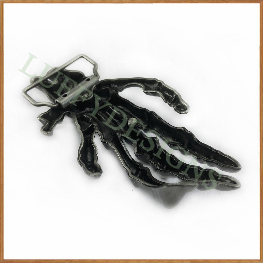 Hand Skeleton Belt Buckle with Zircon, Vintage Skeleton Buckles, Gothic Skeleton Skull Buckles, Devil Hand Belt Buckle, Halloween Buckles