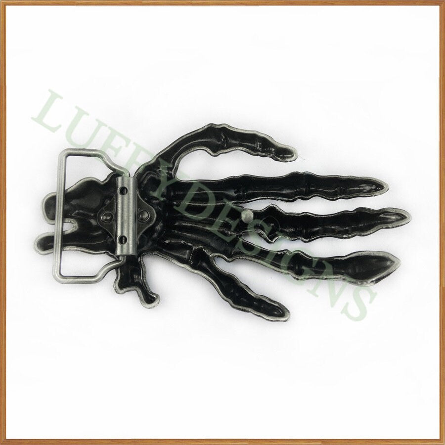 Hand Skeleton Belt Buckle with Zircon, Vintage Skeleton Buckles, Gothic Skeleton Skull Buckles, Devil Hand Belt Buckle, Halloween Buckles