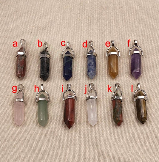 5pcs Hexagonal Crystal Pendant, Crystal Quartz, Healing Crystal, Gemstone Pendant, Natural Stone, Natural Crystal Charm, Real Stone Pendant
