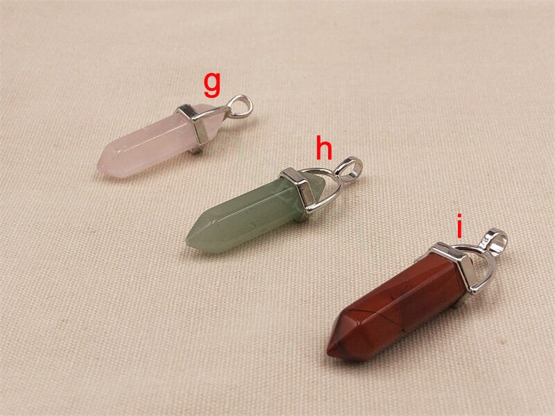 5pcs Hexagonal Crystal Pendant, Crystal Quartz, Healing Crystal, Gemstone Pendant, Natural Stone, Natural Crystal Charm, Real Stone Pendant