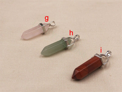 5pcs Hexagonal Crystal Pendant, Crystal Quartz, Healing Crystal, Gemstone Pendant, Natural Stone, Natural Crystal Charm, Real Stone Pendant