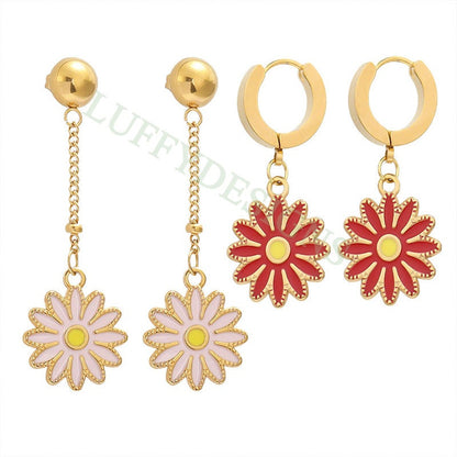 10pcs Daisy Charms, Gold Flower Pendant, Gold plated 304 Stainless Steel, Gold Daisy Flower Charms, Enamel Daisy Charms For Jewelry Making