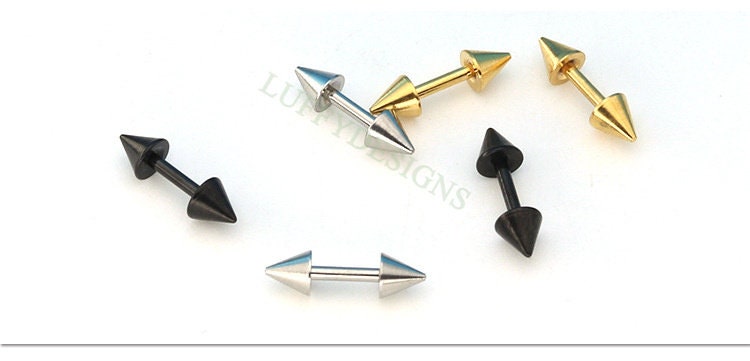 20pcs Dumbbell Earring Piercing, Sharp Stud Earrings For Women or Men, Stainless Steel Earring Findings, Screw Dumbbell Gothic Stud Earrings