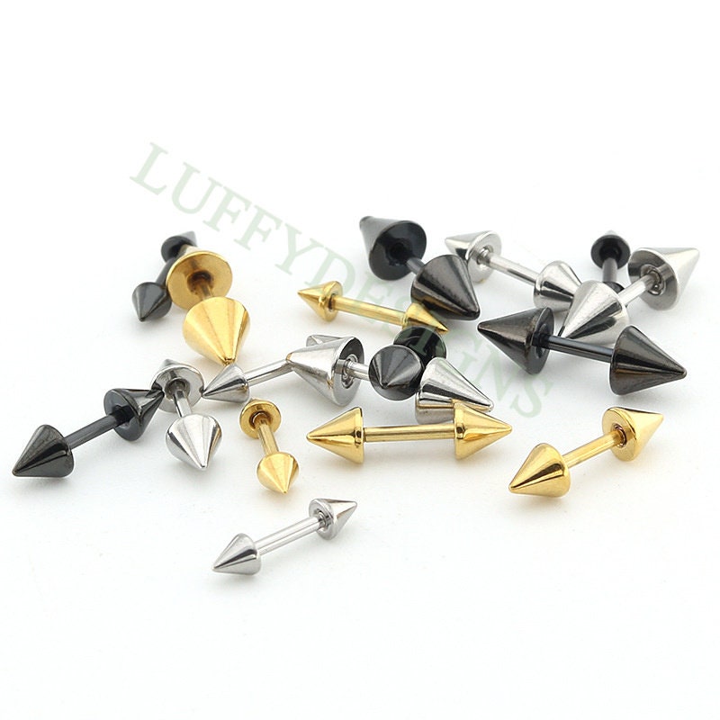 20pcs Dumbbell Earring Piercing, Sharp Stud Earrings For Women or Men, Stainless Steel Earring Findings, Screw Dumbbell Gothic Stud Earrings
