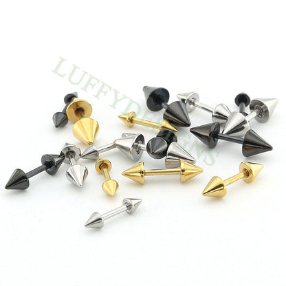 20pcs Dumbbell Earring Piercing, Sharp Stud Earrings For Women or Men, Stainless Steel Earring Findings, Screw Dumbbell Gothic Stud Earrings