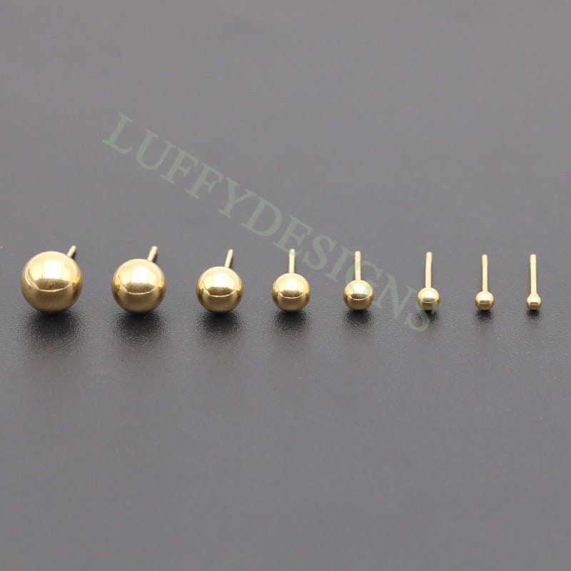 20pcs Ball Post Earring, Ball Stud Earring, 316L Stainless Steel Post, 18K Gold Plated, Earring Findings, 2mm /3mm /4mm /5mm /6mm /8mm