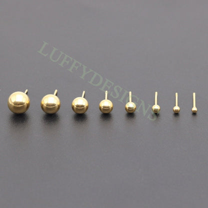 20pcs Ball Post Earring, Ball Stud Earring, 316L Stainless Steel Post, 18K Gold Plated, Earring Findings, 2mm /3mm /4mm /5mm /6mm /8mm
