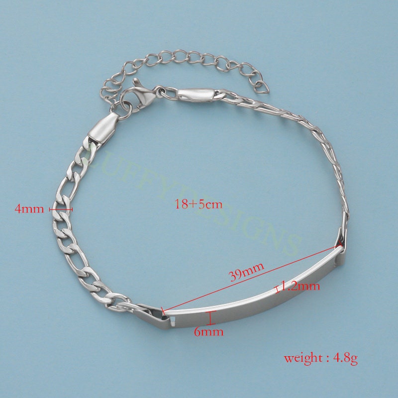 5pcs Bar Bracelet Blank, Bar Bracelet Supplies, Gold Stainless Steel Blanks, Ready to Stampe, DIY Engraving Bracelet, Stamping Blank