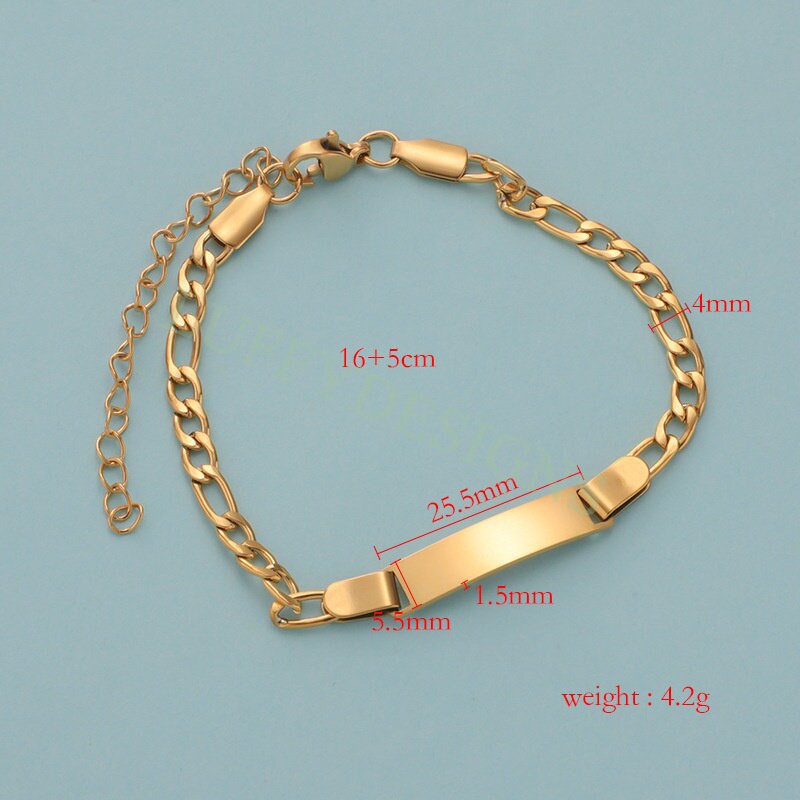 5pcs Bar Bracelet Blank, Bar Bracelet Supplies, Gold Stainless Steel Blanks, Ready to Stampe, DIY Engraving Bracelet, Stamping Blank