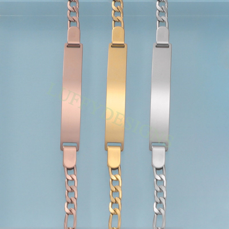 5pcs Bar Bracelet Blank, Bar Bracelet Supplies, Gold Stainless Steel Blanks, Ready to Stampe, DIY Engraving Bracelet, Stamping Blank