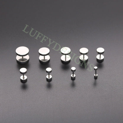 20pcs Dumbbell Earring Piercing, Round Stud Earrings For Women or Men, Stainless Steel Earring Findings, Screw Dumbbell Gothic Stud Earrings