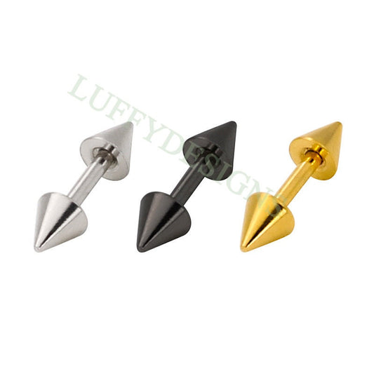 20pcs Dumbbell Earring Piercing, Sharp Stud Earrings For Women or Men, Stainless Steel Earring Findings, Screw Dumbbell Gothic Stud Earrings