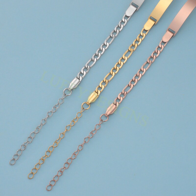 5pcs Bar Bracelet Blank, Bar Bracelet Supplies, Gold Stainless Steel Blanks, Ready to Stampe, DIY Engraving Bracelet, Stamping Blank