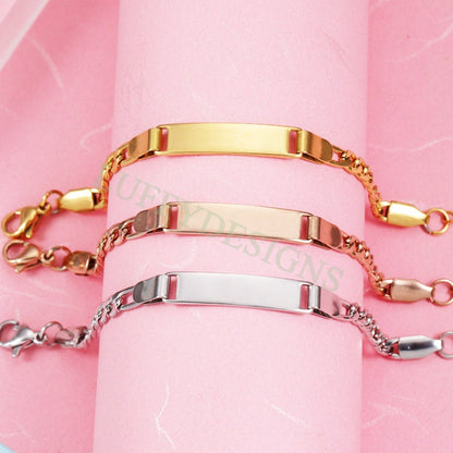 5pcs Bar Bracelet Blank, Bar Bracelet Supplies, Gold Stainless Steel Blanks, Ready to Stampe, DIY Engraving Bracelet, Stamping Blank