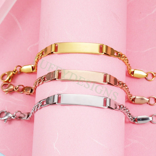5pcs Bar Bracelet Blank, Bar Bracelet Supplies, Gold Stainless Steel Blanks, Ready to Stampe, DIY Engraving Bracelet, Stamping Blank