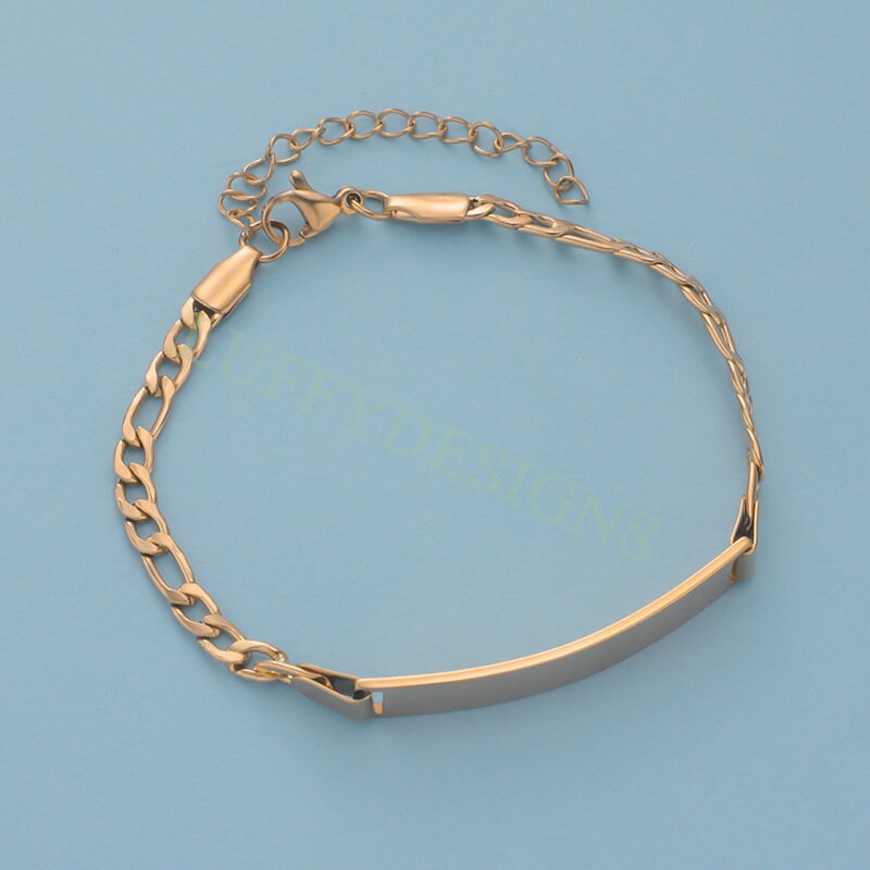 5pcs Bar Bracelet Blank, Bar Bracelet Supplies, Gold Stainless Steel Blanks, Ready to Stampe, DIY Engraving Bracelet, Stamping Blank