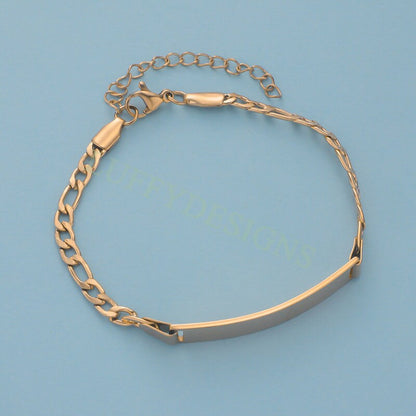 5pcs Bar Bracelet Blank, Bar Bracelet Supplies, Gold Stainless Steel Blanks, Ready to Stampe, DIY Engraving Bracelet, Stamping Blank
