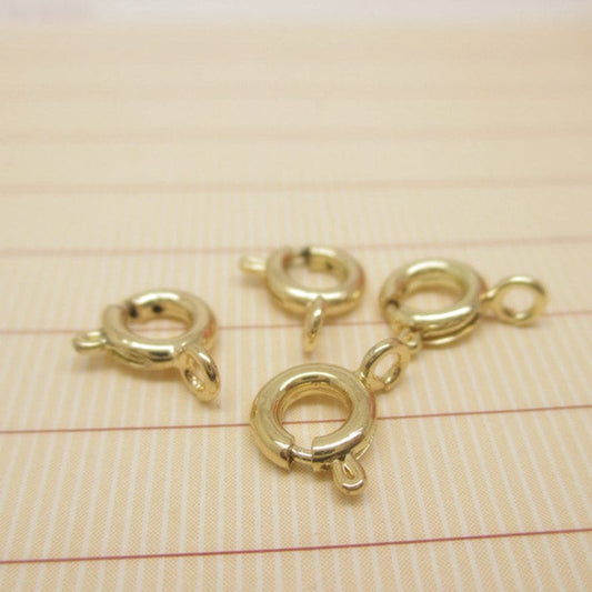 10Pcs Gold Spring Clasp, 18K Gold plated Brass, Open Gold Spring Clasp, Gold Clasp, 5mm 6mm