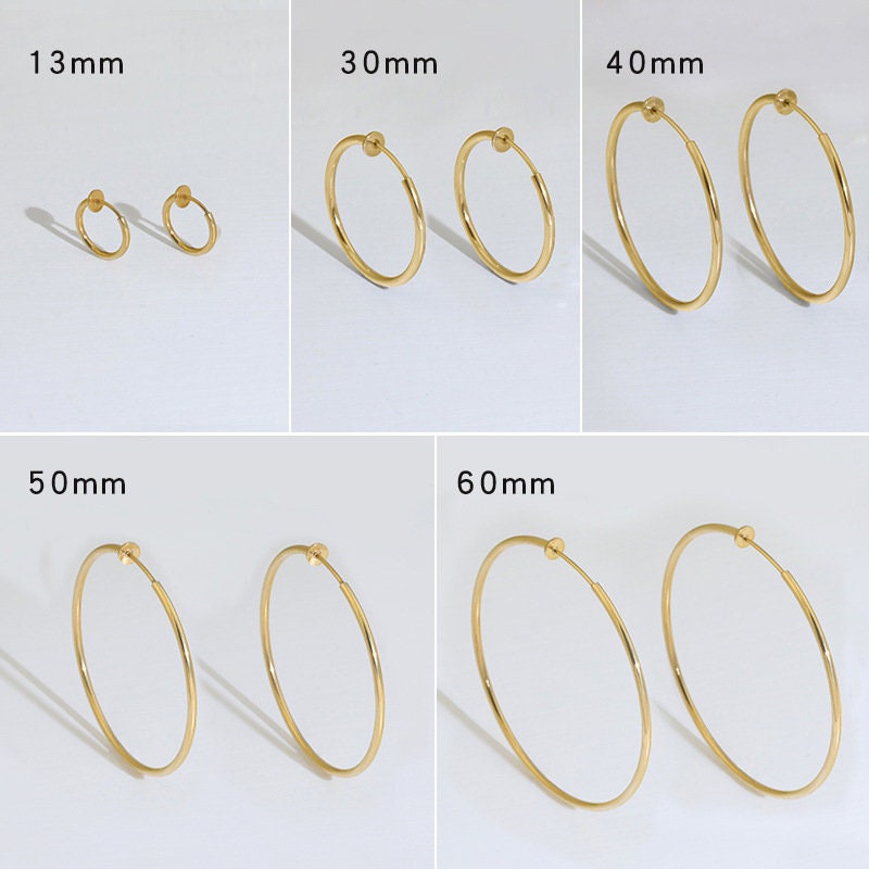 10pcs Open Clip Hoop Earrings, Clicker Ring Hoops, Gold plated Stainless Steel, Earring Findings, Round Ring Hoop Earrings, Ear Stud Hoops