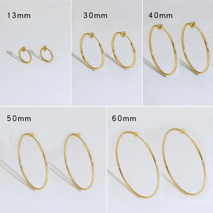 10pcs Open Clip Hoop Earrings, Clicker Ring Hoops, Gold plated Stainless Steel, Earring Findings, Round Ring Hoop Earrings, Ear Stud Hoops