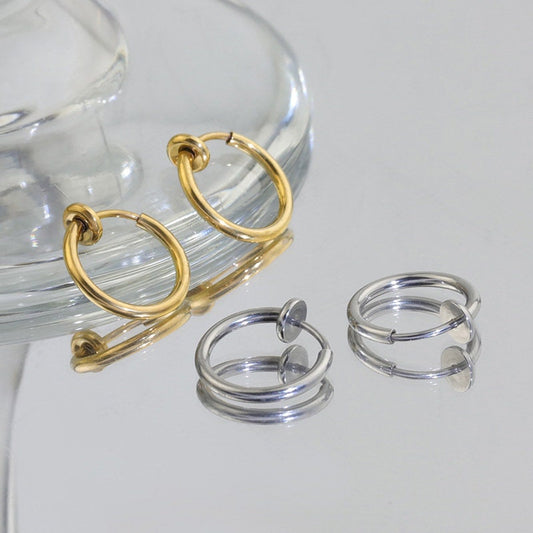 10pcs Open Clip Hoop Earrings, Clicker Ring Hoops, Gold plated Stainless Steel, Earring Findings, Round Ring Hoop Earrings, Ear Stud Hoops
