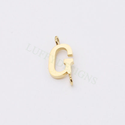 Uppercase Letter Charm with 2 Loops for Slide Necklace, Alphabet Charm, Gold Letter Pendant, 26 Letters Initial Charms, Gold Stainless Steel