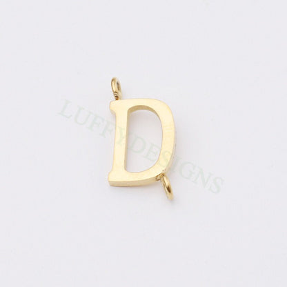 Uppercase Letter Charm with 2 Loops for Slide Necklace, Alphabet Charm, Gold Letter Pendant, 26 Letters Initial Charms, Gold Stainless Steel