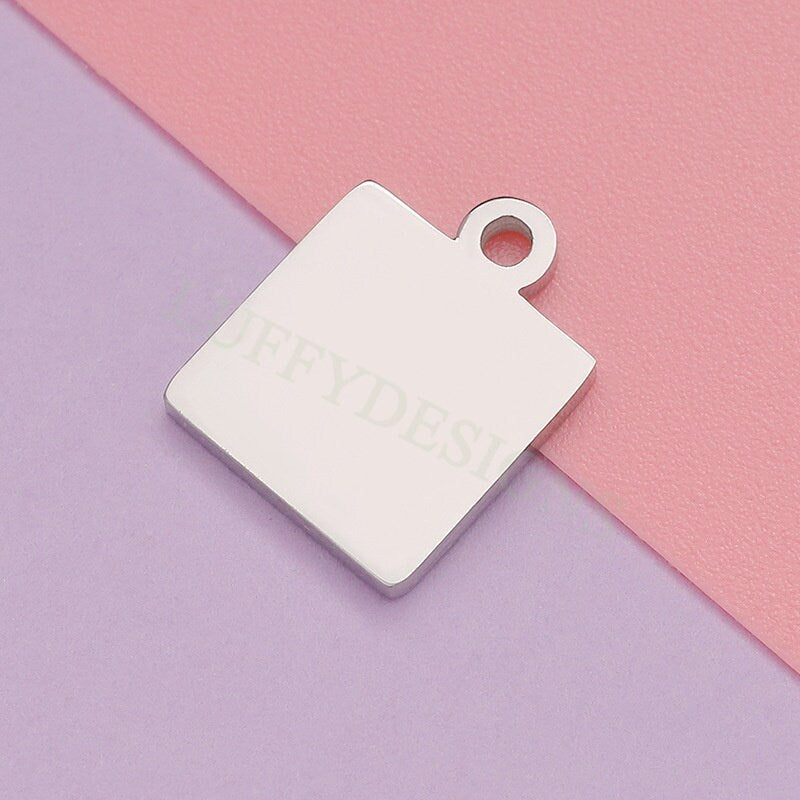 10pcs Gold Square Charm 10/18mm, Square Pendant, Square Stamping Blank, DIY Engraving Supplies, Mirror Polished, Gold plated Stainless Steel