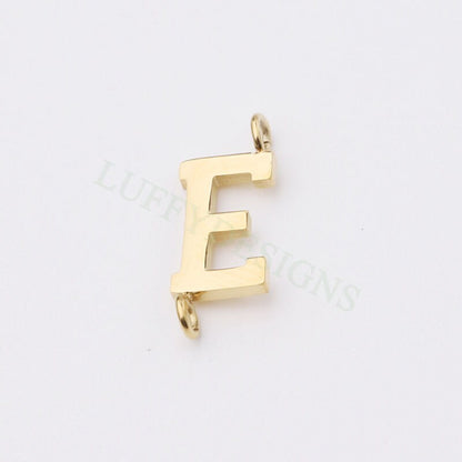 Uppercase Letter Charm with 2 Loops for Slide Necklace, Alphabet Charm, Gold Letter Pendant, 26 Letters Initial Charms, Gold Stainless Steel