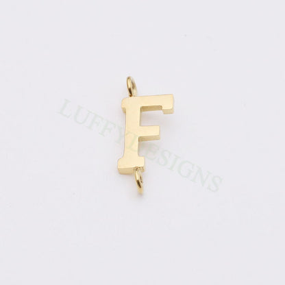 Uppercase Letter Charm with 2 Loops for Slide Necklace, Alphabet Charm, Gold Letter Pendant, 26 Letters Initial Charms, Gold Stainless Steel