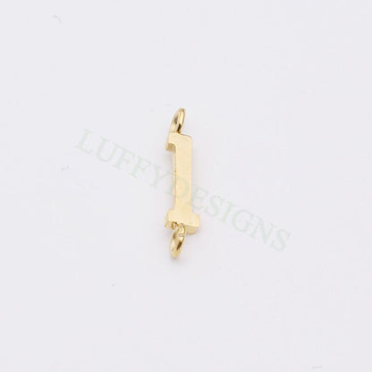 Uppercase Letter Charm with 2 Loops for Slide Necklace, Alphabet Charm, Gold Letter Pendant, 26 Letters Initial Charms, Gold Stainless Steel