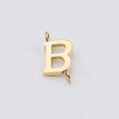 Uppercase Letter Charm with 2 Loops for Slide Necklace, Alphabet Charm, Gold Letter Pendant, 26 Letters Initial Charms, Gold Stainless Steel