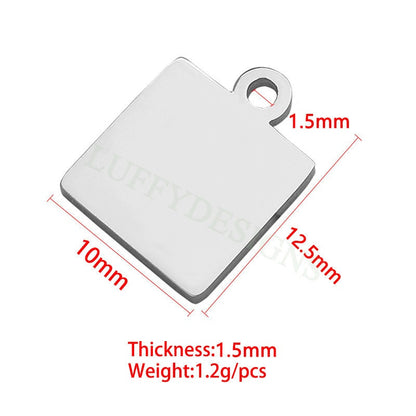 10pcs Gold Square Charm 10/18mm, Square Pendant, Square Stamping Blank, DIY Engraving Supplies, Mirror Polished, Gold plated Stainless Steel